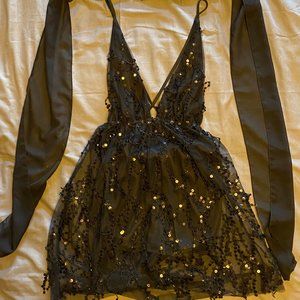 Sparkle Jumper Dress with Sash